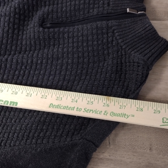 Oak Hill quarter zip pull over sweater with waffle knit front and elbow patches - Picture 12 of 13